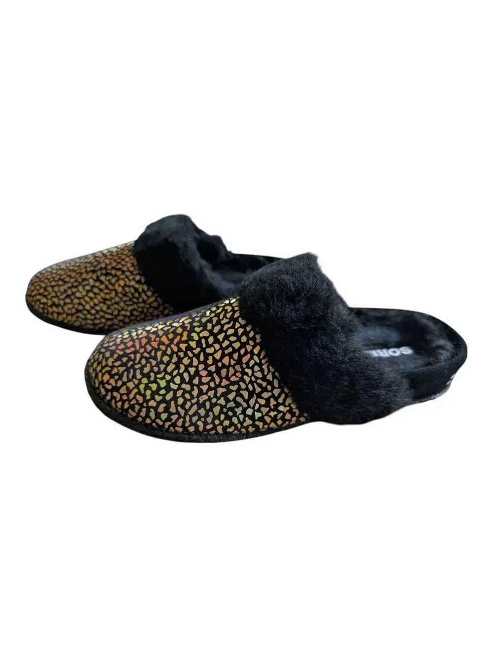 Sorel Youth Nakiska Slide II Kids Black Gold Glitter Sparkle New Box Size 4 NWT